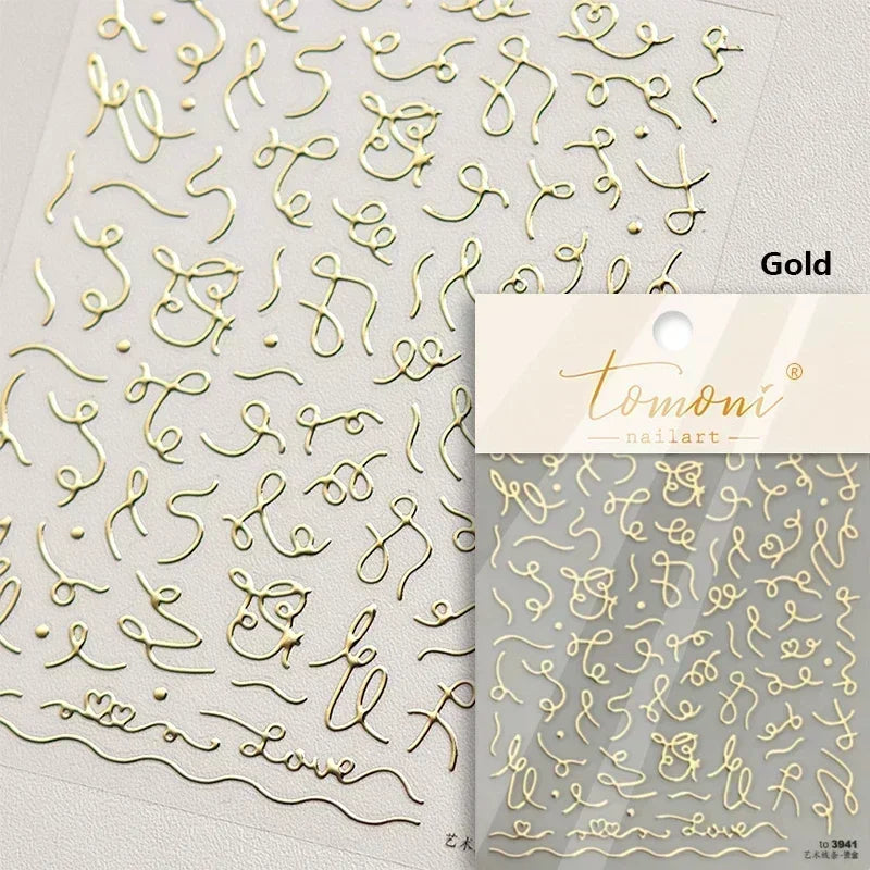Chic Halo Dyeing Zebra Stripes Tender Black White Line Design Crescent Moon Arc Adhesive Nail Art Sticker Relief Manicure Decals (Online Order Only)