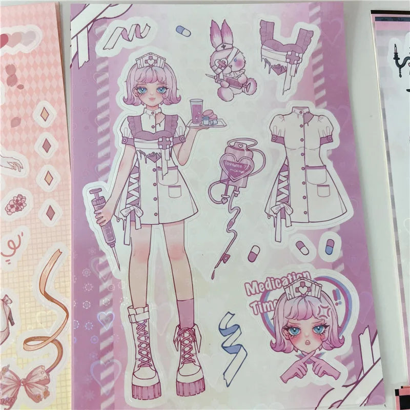 INS Sweet Candy Girl Stickers Diary Scrapbooking DIY Album Decoration Sticker Aesthetic Personalized Kawaii Stationery (ONLINE ORDER ONLY)