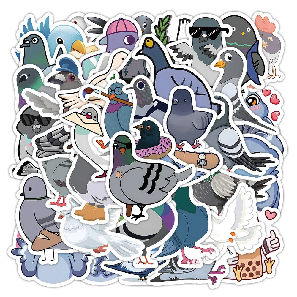 10/30/60PCS Cute Pigeon Stickers Cartoon Animal Wall Decals Decoration DIY Laptop Phone Notebook Suitcase Car Bike Kids Toy Gift (Online Order Only)