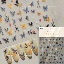 Blue Purple Tulip Flower Butterfly Garden Blossom Floral Charming Delicate 5D Relief Adhesive Nail Art Stickers Manicure Decals (ONLINE ORDER ONLY)