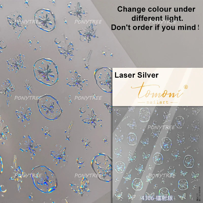 Cute Jelly Bowknot Butterfly Chic Animals Ribbon Tie Shine 3D Fantasy Nail Art Decorations Stickers DIY Dreamy Manicure Decals (Online Order Only)