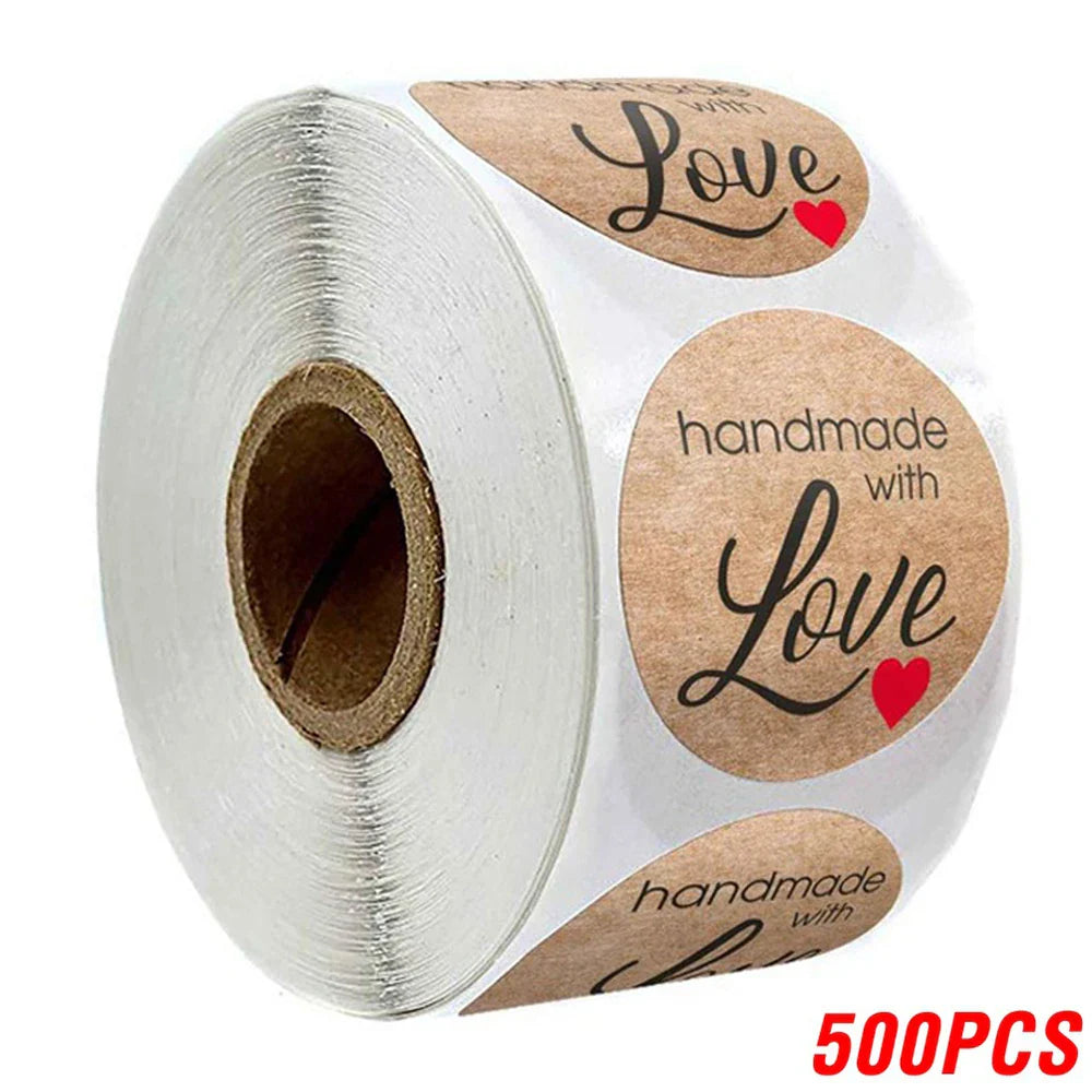 500pcs Vintage Kraft Paper Stickers Scrapbook Gift Stationery Label Stickers Handmade With Love Thank You For The Stickers (ONLINE ORDER ONLY)