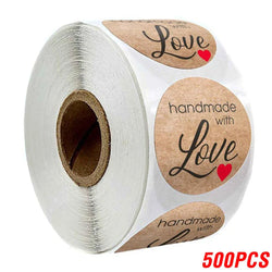 500pcs Vintage Kraft Paper Stickers Scrapbook Gift Stationery Label Stickers Handmade With Love Thank You For The Stickers (ONLINE ORDER ONLY)