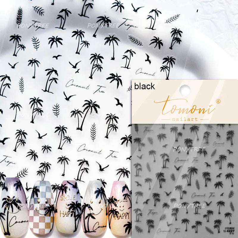 Summer Beach Bikini Watermelon Strawberry Ice Cream Soda Coconut Tree Fan Juice Crab Nail Art Decoration Stickers Manicure Decal (ONLINE ORDER ONLY)