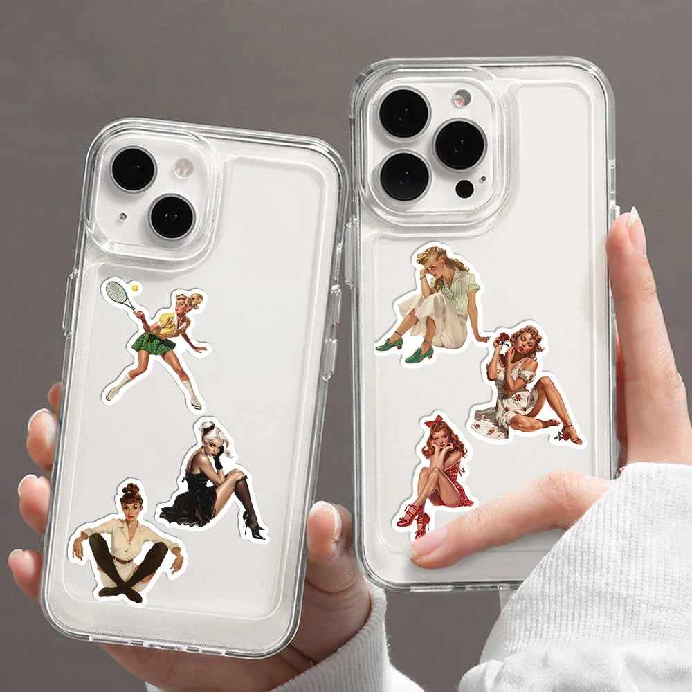 60pcs Retro Girl Sticker Collection Vintage Beauty Stickers Waterproof Vinyl Decals for Laptop Water Bottle Car Motorcycle﻿ (ONLINE ORDER ONLY)