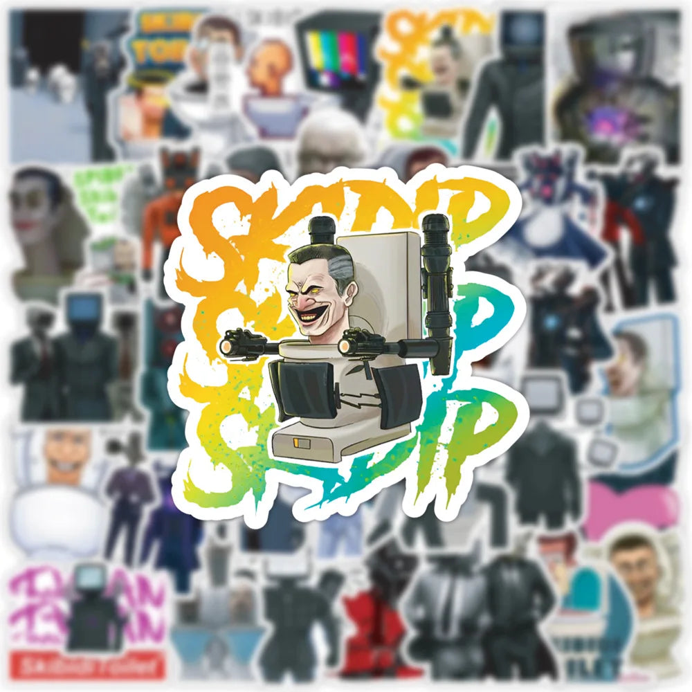 10/30/50PCS Skibidi Toilet Cartoon Stickers Funny Game Decals Waterproof Skateboard Phone Bike Laptop Fridge Graffiti Kids Toy (ONLINE ORDER ONLY)