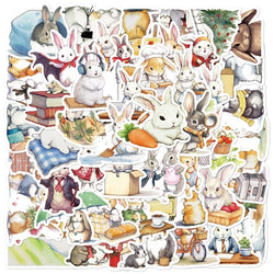 50pcs Bunny Cartoon Stickers for Luggage, Water Bottles, Phones, Laptops, Cars, Scooters, and More (ONLINE ORDER ONLY)