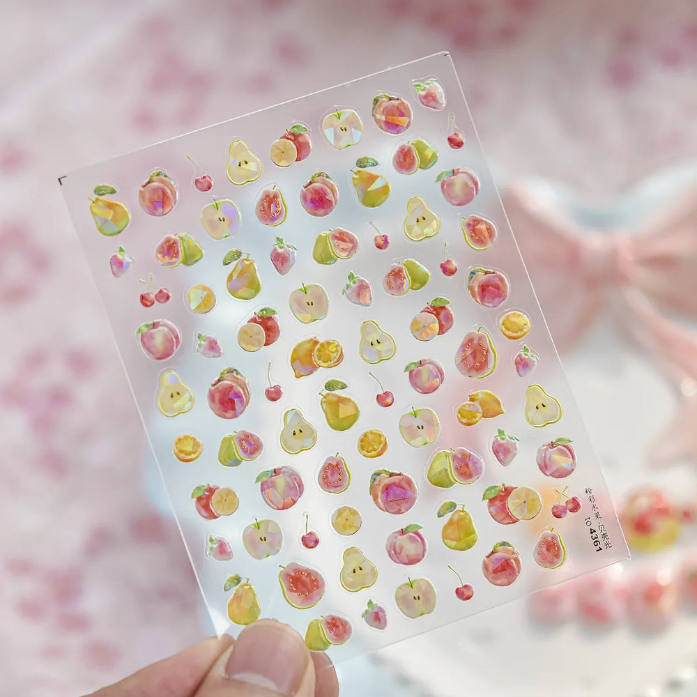 Fruit Paradise Guava Strawberry Pear Peach Orange Watermelon Pitaya Cherry Kiwifruit Pineapple Nail Art Stickers Manicure Decals (ONLINE ORDER ONLY)