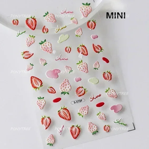 Colored Shiny Jelly Claw Paw Pudding Dessert Cherry Bowknot Cake Bow Tie Drink Food Love Heart Nail Art Sticker Manicure Decal (ONLINE ORDER ONLY)