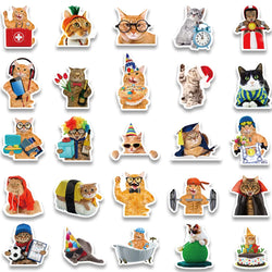 50pcs Funny Cats Meme Stickers For Luggage Guitar Laptop Phone Vinyl Waterproof Graffiti Bicycle Car Decals Kids Toy (ONLINE ORDER ONLY)