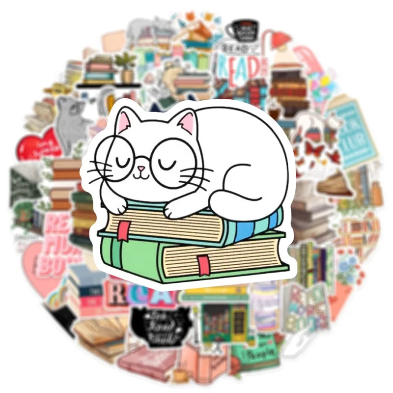 10/30/50PCS Cartoon Animal Reading Children's PVC Sticker Aesthetic Decoration Scrapbooking Stationery School Supplies for Kids (ONLINE ORDER ONLY)
