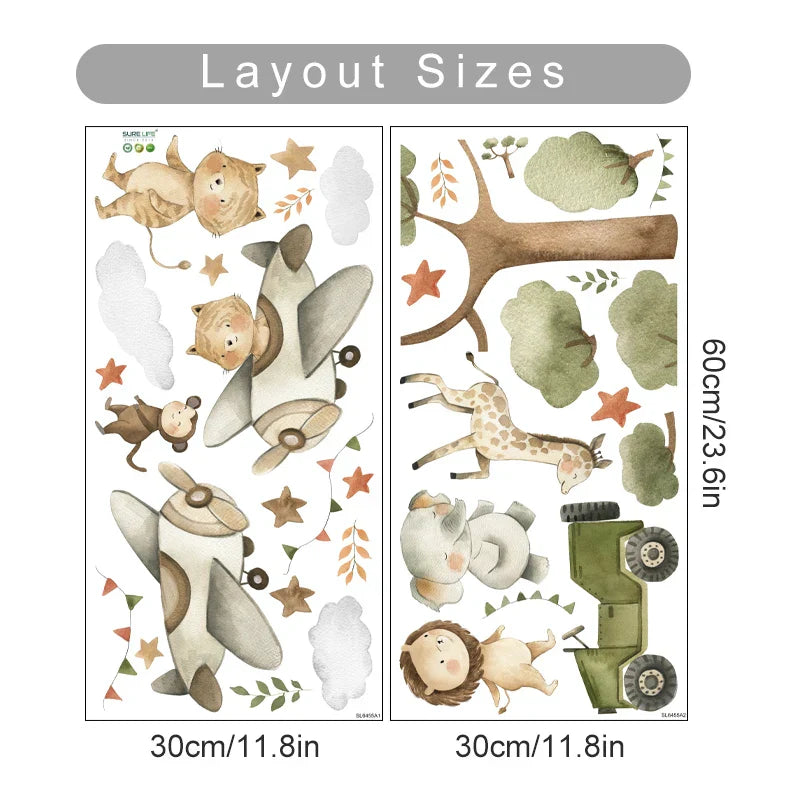 Boho Safari Animals Wall Sticker Nursery Decor (ONLINE ORDER ONLY)