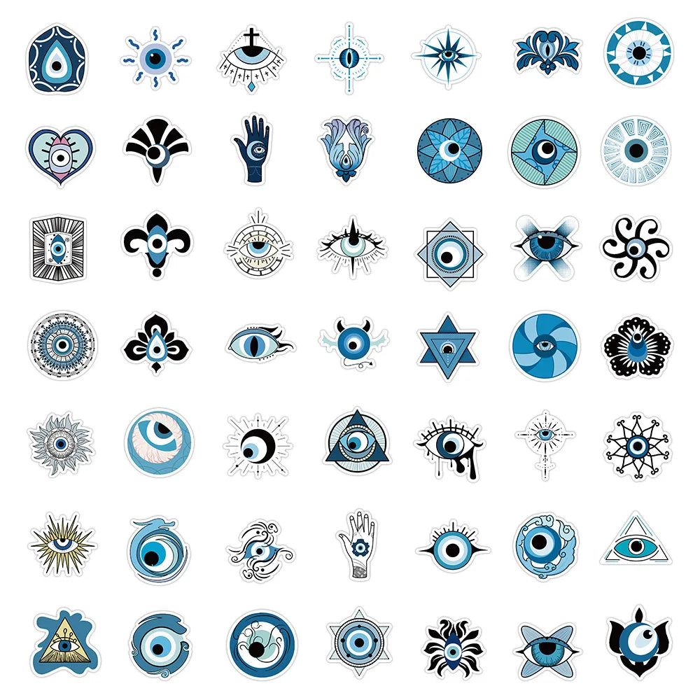 10/30/60PCS Evil Eye Graffiti Stickers Aesthetic Decals DIY Skateboard Motorcycle Notebook Laptop Luggage Car Waterproof Sticker (ONLINE ORDER ONLY)