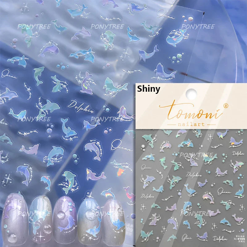 Deep Sea Animal Fish Shoal of Fish Whale Coral Dolphin Summer Beach Cute Jellyfish Bubble Bathyal Fauna Nail Art Stickers Decals (ONLINE ORDER ONLY)