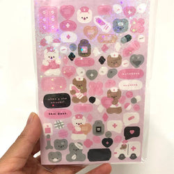 Korean Cute Devil Bear Dialog Laser Sticker Scrapbooking DIY Album Decoration Sticker Aesthetic Kawaii Stationery Halloween Gift (ONLINE ORDER ONLY)