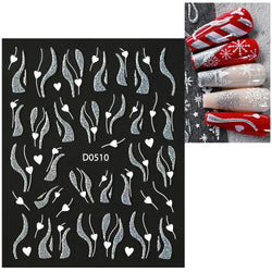 1pc Christmas Nail Sticker 3D Gold Glitter Snowflake Elk Penguin Bells Design Adhesive Nail Slider Decals Winter Manicure Decor* (Online Order Only)
