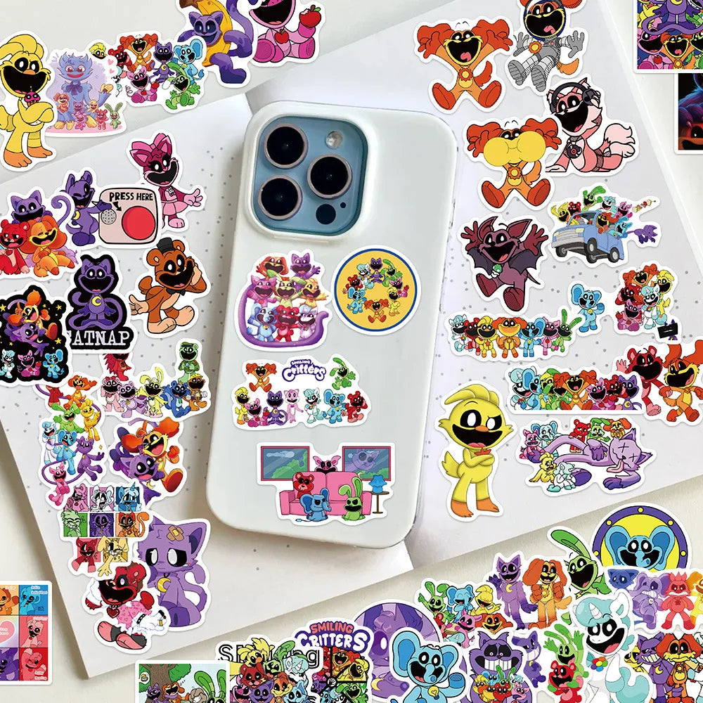 10/30/50PCS Funny Smiling Critters Cartoon Sticker Packs (Online Order Only)