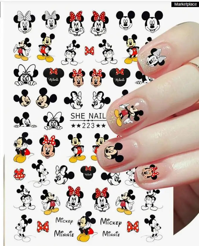 1PCS Disney Mickey Series Nail Stickers Cute 3D Minnie Nail Decorations Valentine's Day Christmas Self-Adhesive Nail Supplies *& (ONLINE ORDER ONLY)