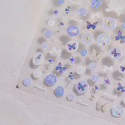 Delicate Tender Purple Butterfly Seal Pattern Insect Shiny Golden Stroke Nail Art Decoration Sticker Dressy Laser Manicure Decal (ONLINE ORDER ONLY)