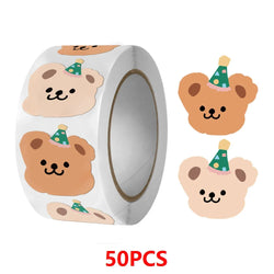 50-200Pcs Cute Little Bear Stickers  Whole Paper Adhesive Tape INS Korean Simplified Sealing Sticker Packag Decor Lables (ONLINE ORDER ONLY)