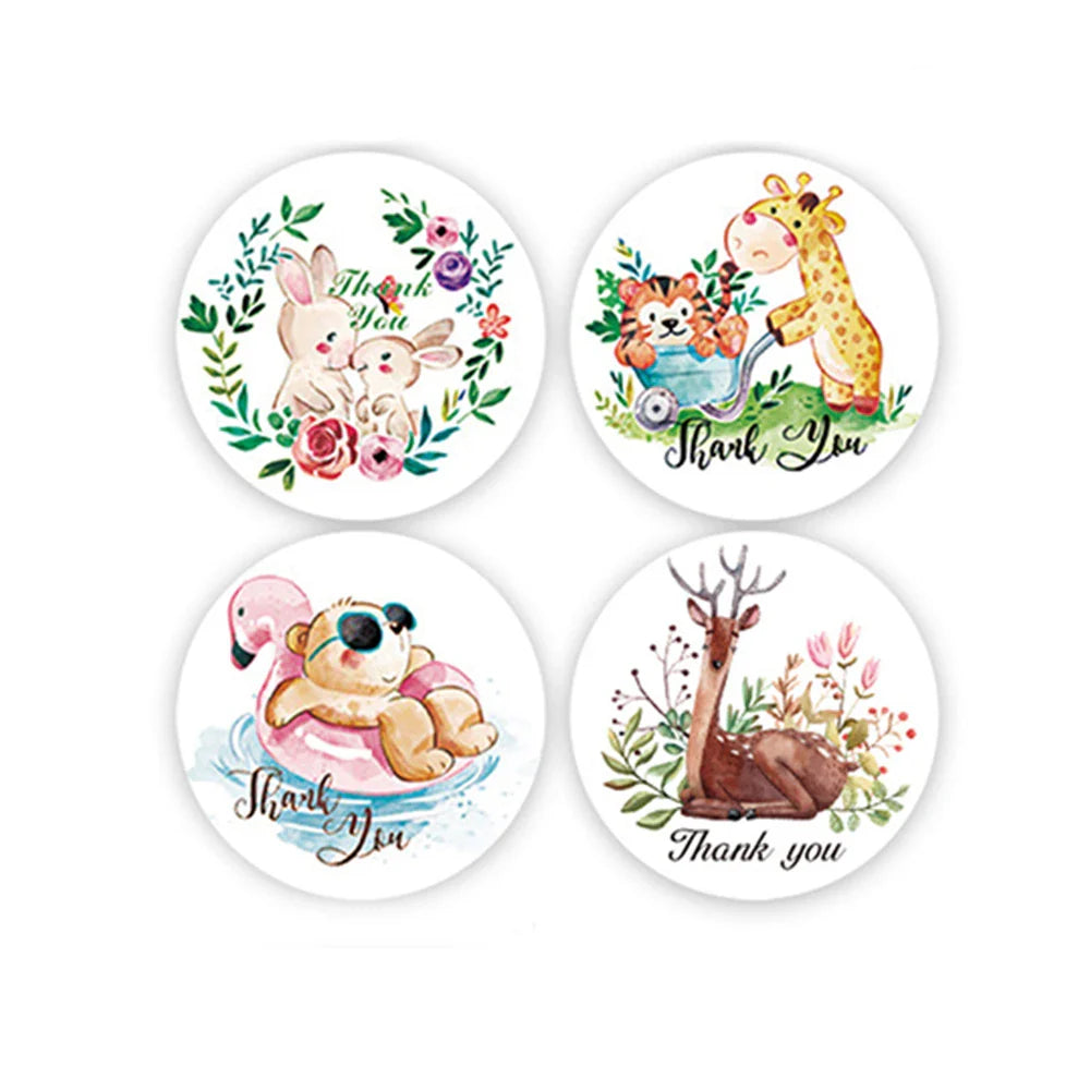 100-500pcs Round Cartoon Animal stickers for kids Teacher Reward Encourage Sticker Office Stationery for children 1inch (ONLINE ORDER ONLY)