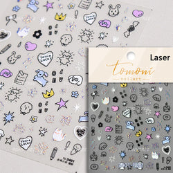 Flower Star Sun Grid Line Interesting Graffiti Tulip Cherry Apple Fruit Dot Painting Adhesive Nail Art Stickers Manicure Decals (ONLINE ORDER ONLY)