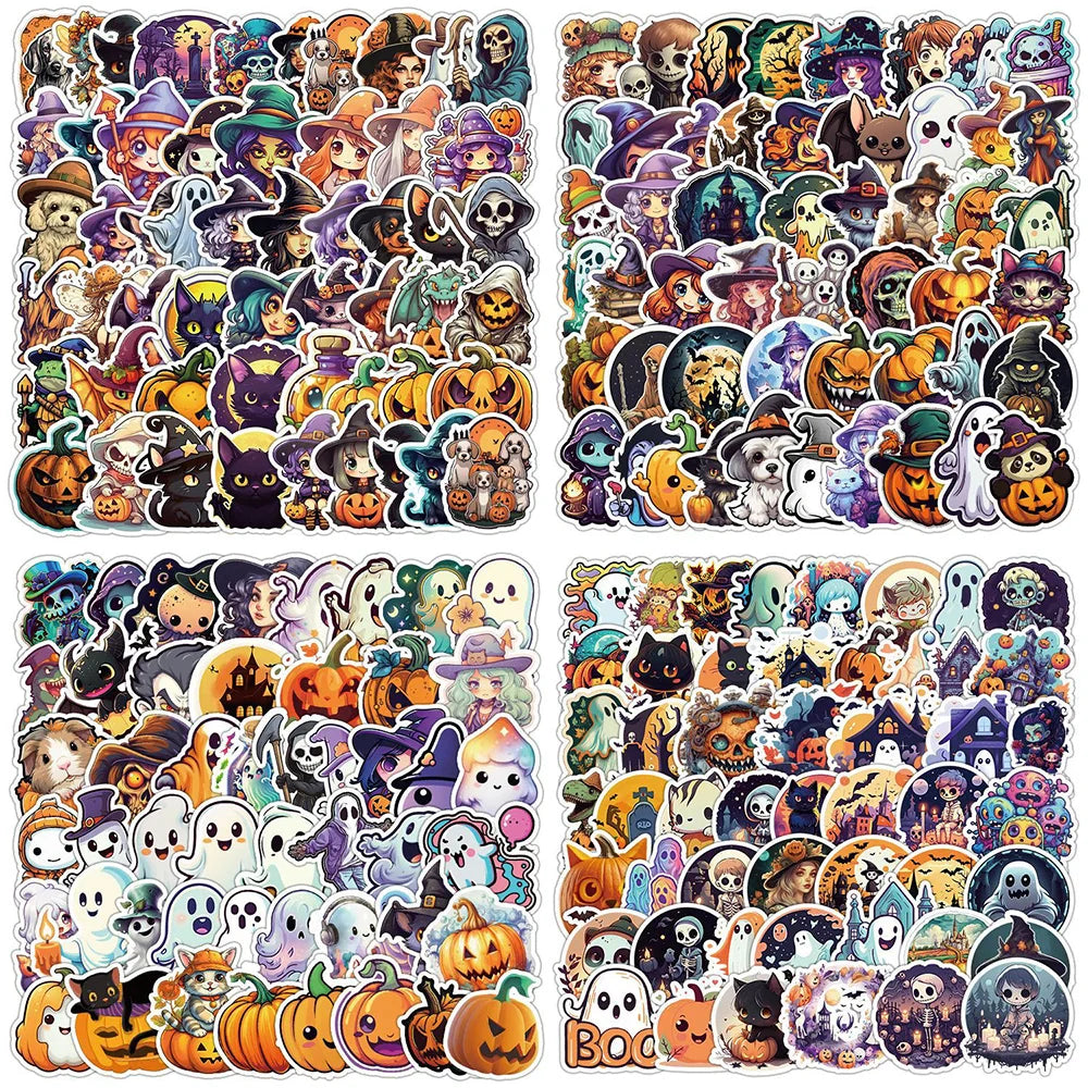 10/50/100/200pcs Cute Cartoon Horror Hallowmas Graffiti Stickers Decals Skateboard Laptop Phone Car Waterproof Sticker Kids Toys (ONLINE ORDER ONLY)