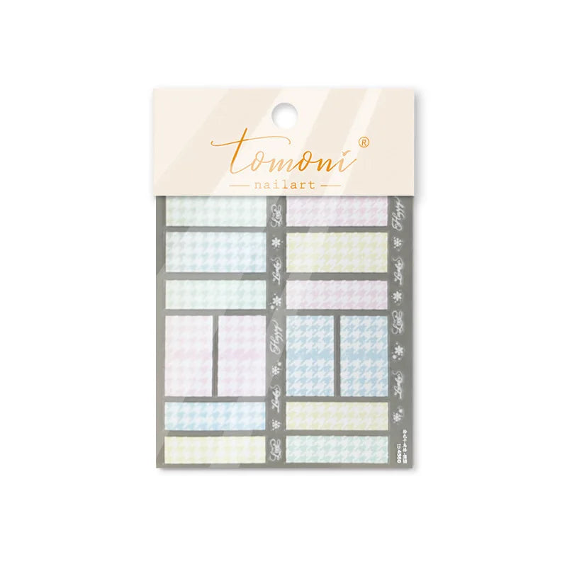Charming Geometric Black Khaki Brown Grid Houndstooth Snowflake Flat Chic  Adhesive Nail Art Decoration Stickers Manicure Decals (Online Order Only)