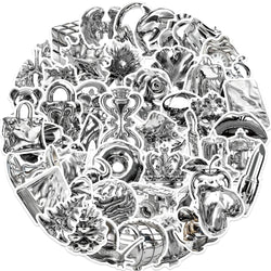 50PCS Cool Silver Stuff Stickers Cartoon Decorative Goods Stickers for Phone Laptop Water Bottle Computer Refrigerator Luggage (ONLINE ORDER ONLY)