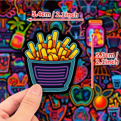 10/30/50/100pcs Neon Light Cartoon Graffiti Stickers Aesthetic DIY Skateboard Laptop Motorcycle Waterproof Cool Sticker for Kids (Online Order Only)