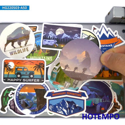 50PCS World Travel Stickers Climbing Camping Hiking Outdoor Adventure Decals for DIY Phone Laptop Luggage Motorcycle Car Sticker (ONLINE ORDER ONLY)