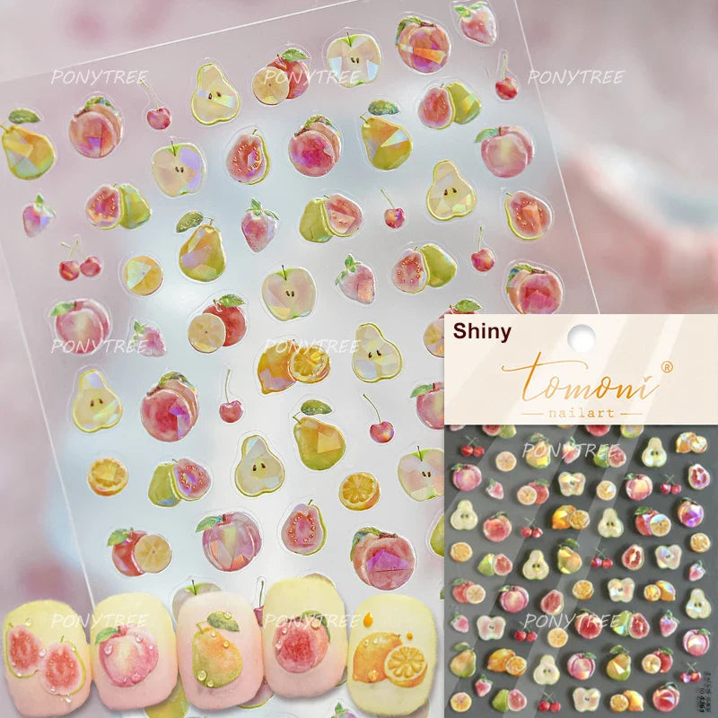 Colored Shiny Jelly Claw Paw Pudding Dessert Cherry Bowknot Cake Bow Tie Drink Food Love Heart Nail Art Sticker Manicure Decal (ONLINE ORDER ONLY)