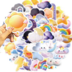 10/30/50PCS Cute Cartoon Cloud Stickers Weather Rain Lightning Rainbow Kawaii Decal Kids Toy DIY Diary Phone Notebook Bike Car (ONLINE ORDER ONLY)