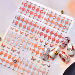 Geometric Grid Square Butterfly Snow Star Metal Self Adhesive Nail Art Sticker Snowflake Rhinestone Manicure Decal Nail Supplies (ONLINE ORDER ONLY)