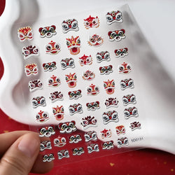 1pcs Cute Good Luck Lion Head Nail Art Sticker Chinese New Year 2025 Nail Decal 5D Reliefs Self Adhesive Design Decoras Decals * (ONLINE ORDER ONLY)