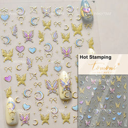 Blue Purple Tulip Flower Butterfly Garden Blossom Floral Charming Delicate 5D Relief Adhesive Nail Art Stickers Manicure Decals (ONLINE ORDER ONLY)