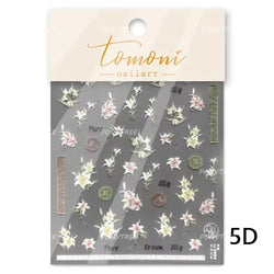 Spotless Lily Lilium Flowers Moon Pearl Crown Lily-white Pearl Necklace Pendant Self Adhesive Nail Art Stickers Manicure Decals (Online Order Only)