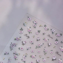 Pink Hot Stamping Flower Charm Peach Blossom Canglan Clover Daisy Pearl Self Adhesive Nail Art Decoration Sticker Manicure Decal (ONLINE ORDER ONLY)