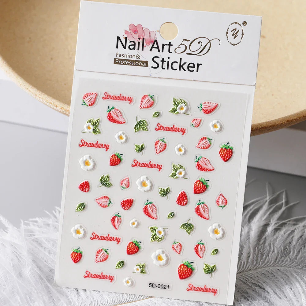 1Pc Summer Nail Art Sticker Lemon Nail Decal Nail Art Supplies Cute Fruit Strawberry Cherry Watermelon Avocado Lemon Nail Design (ONLINE ORDER ONLY)