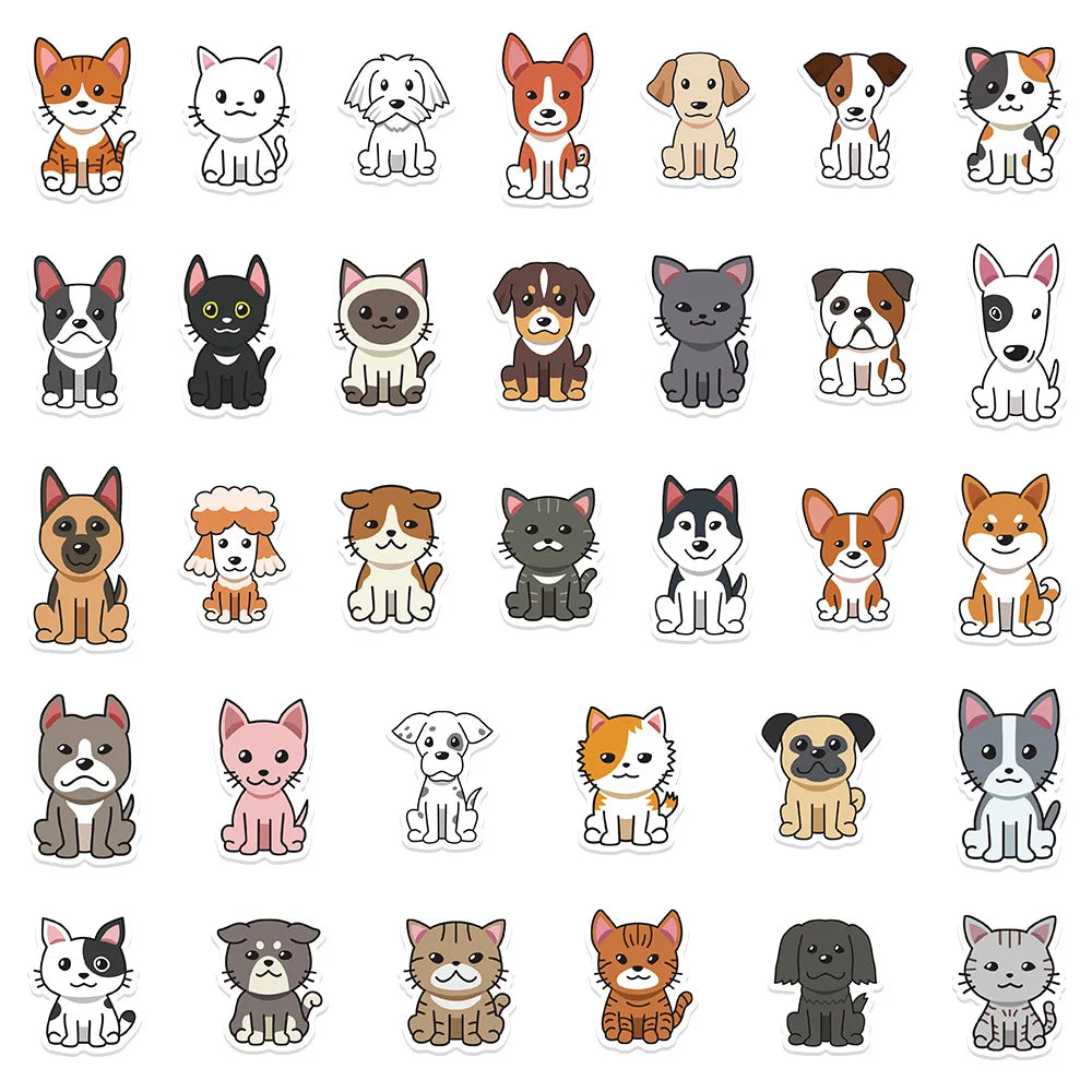 33Pcs Cat Dog Pet Stickers Laptop Bicycle Guitar Skateboard Sticker Kid DIY Graffiti Waterproof Stickers Toy (ONLINE ORDER ONLY)