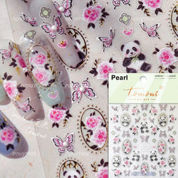Blue Purple Tulip Flower Butterfly Garden Blossom Floral Charming Delicate 5D Relief Adhesive Nail Art Stickers Manicure Decals (ONLINE ORDER ONLY)