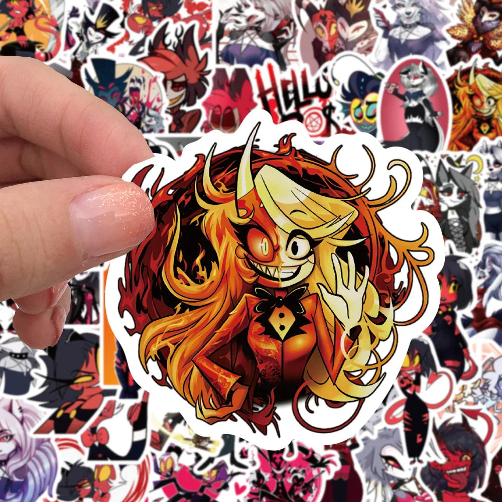 10/30/50/100pcs Anime HELLUVA Boss Graffiti Waterproof Stickers Notebook Laptop Suitcase Phone Cool Cartoon Sticker Kids Toys (Online Order Only)