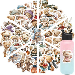 55Pcs Cute Teddy Bear Stickers Decoration for Laptop Cup Phone Case Helmet Luggage Cartoon Creative DIY Waterproof Vinyl Sticker (ONLINE ORDER ONLY)