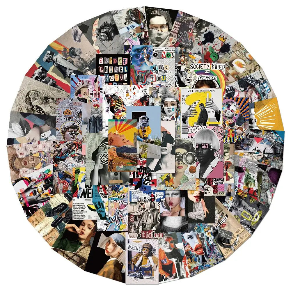 10/50pcs Cool Pop Art Retro Collage Poster Graffiti Stickers Aesthetic DIY Laptop Luggage Fridge Bike Phone Stationery Sticker (Online Order Only)