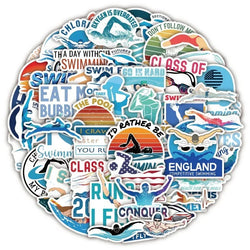 Swimming Stickers 10/25/50pcs Aesthetic Sports Decals for Laptop Luggage Skateboard Helmet Phone Guitar (Online Order Only)