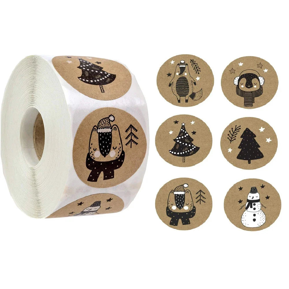 100-500pcs Merry Christmas Handmade Sticker Card Box Package Thank You Seal Label Wedding Party Supplies (Online Order Only)