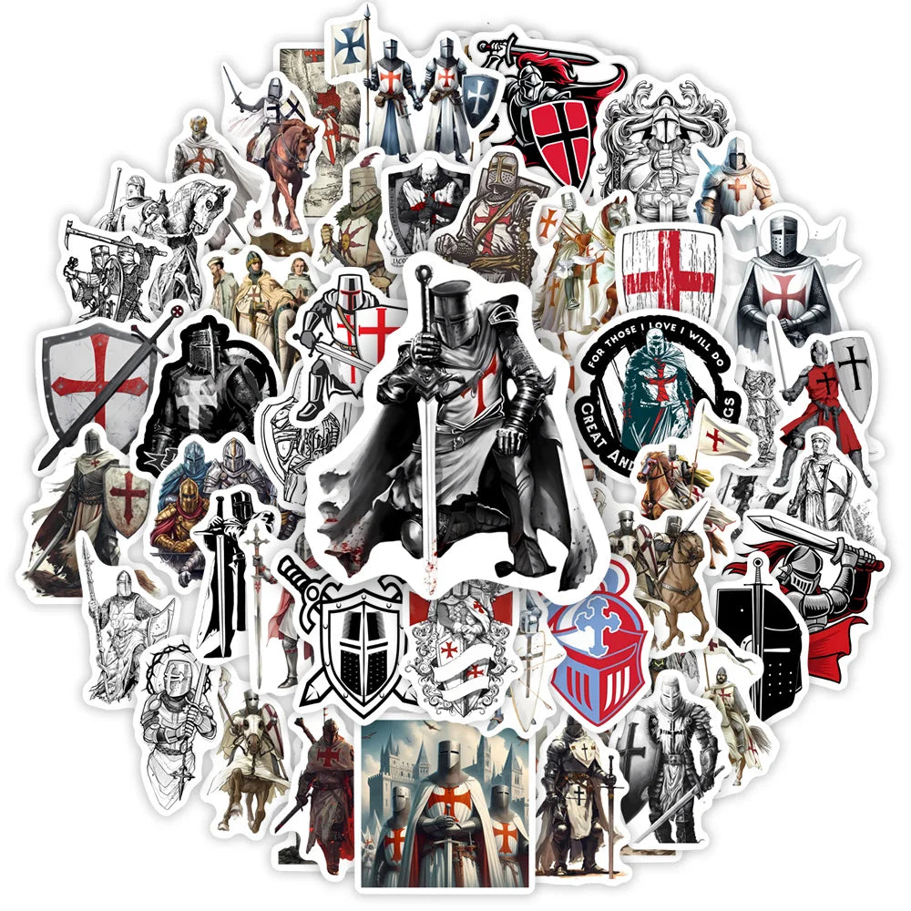 Crusader Templar Knight Stickers Art DIY Gift Kids Toy Decal for Laptop Phone Scrapbook Luggage Decorative Bottles Waterproof (ONLINE ORDER ONLY)