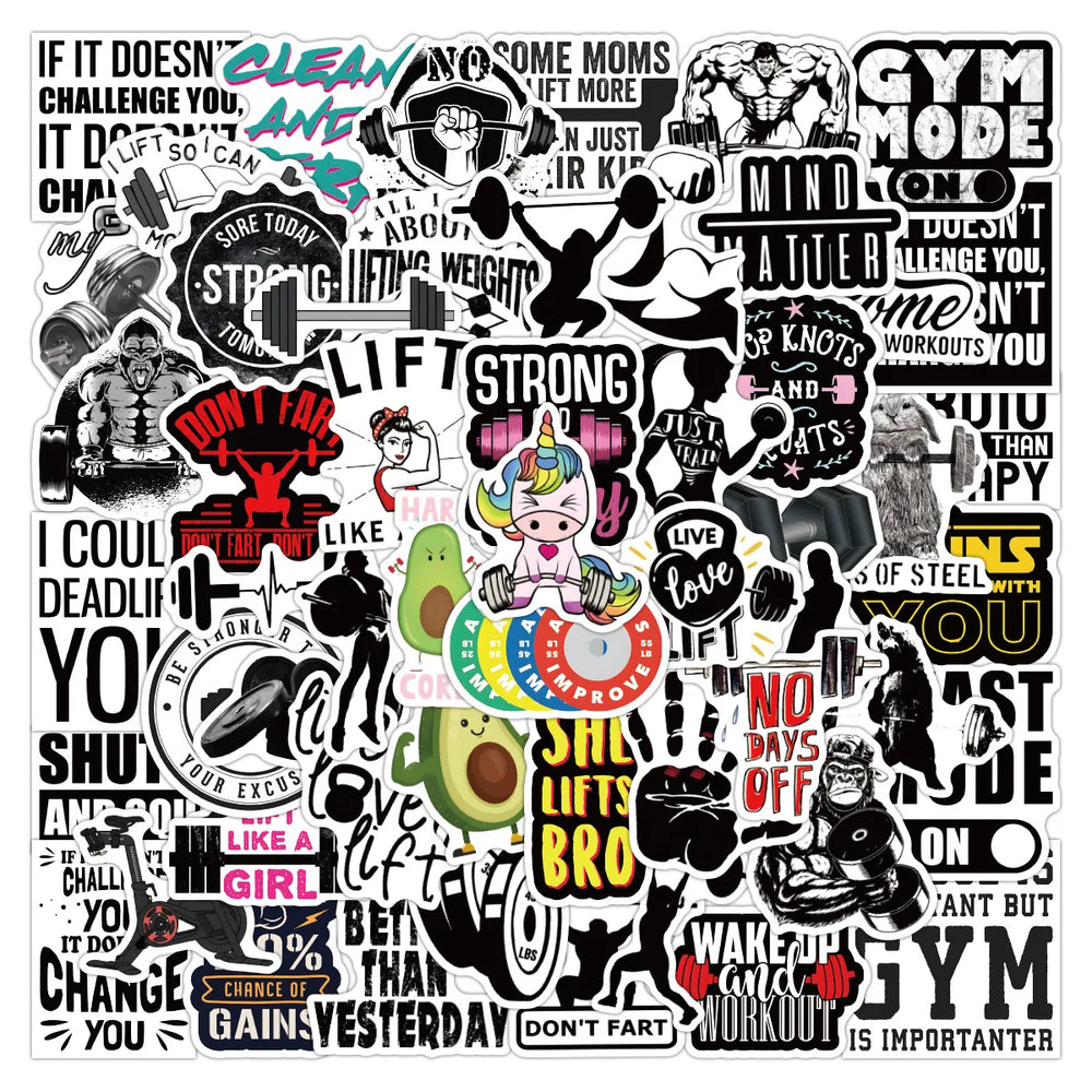 Sports Fitness Cartoon Graffiti Stickers - 10/30/50pcs Laptop Phone DIY Decals (Online Order Only)