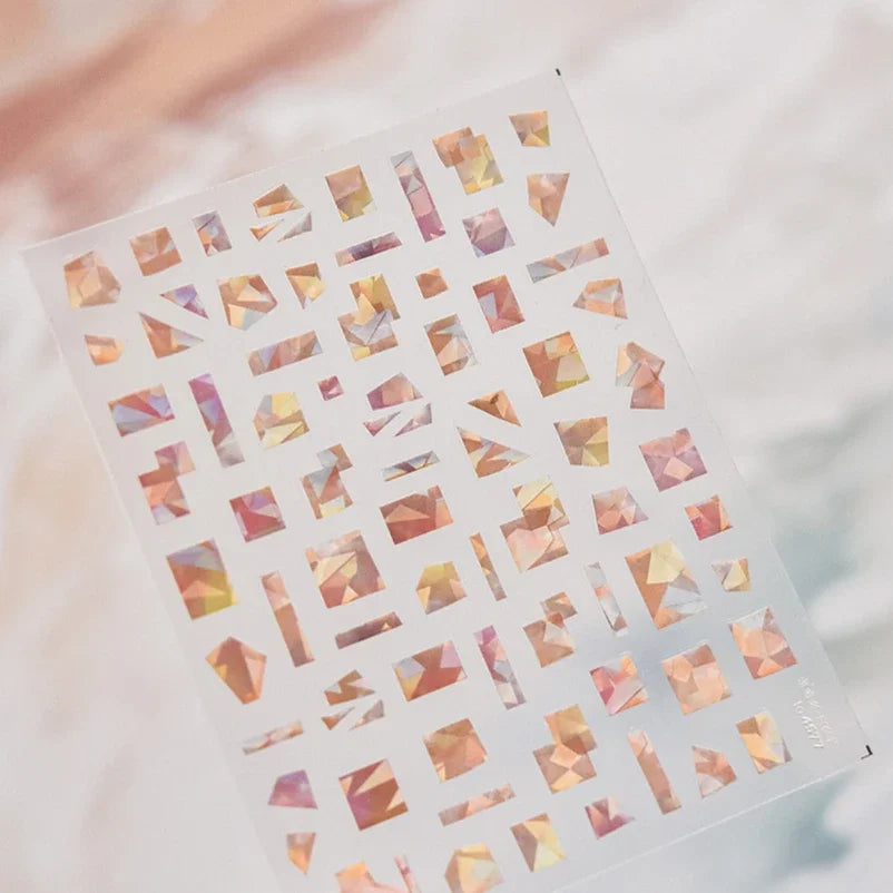 Shiny Colorful Color Block Fragment Square Fragment Grid Rhombus 3D Self Adhesive Nail Art Stickers Rhinestone Manicure Decals (Online Order Only)