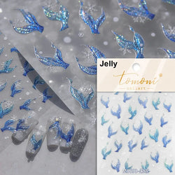 Shiny White Pink Blue Gold Snowflakes Hexagon Water Bubbles Winter 5D Self Adhesive Nail Art Stickers Rhinestone Manicure Decals (ONLINE ORDER ONLY)